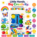 Tempera Paint Set for Kids with Brush – 8 Bright Colors for Painting, School Projects, DIY Crafts & Learning