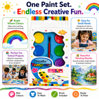 Tempera Paint Set for Kids with Brush – 8 Bright Colors for Painting, School Projects, DIY Crafts & Learning