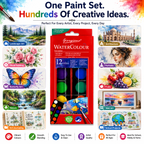 12-Color Watercolor Paint Set – Portable Water Colour Cake Palette with Brush for Kids, Students, Beginners & Artists, Painting & Art Projects
