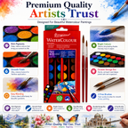 Premium 21-Color Watercolor Set with 2 Brushes – Vibrant Water Colour Cakes for Artists, Students & Painting