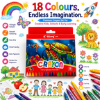 premium 18-Color Hole Crayons – Easy-Hold Coloring Set for Kids, Beginners, Classroom Activities & Creative Art