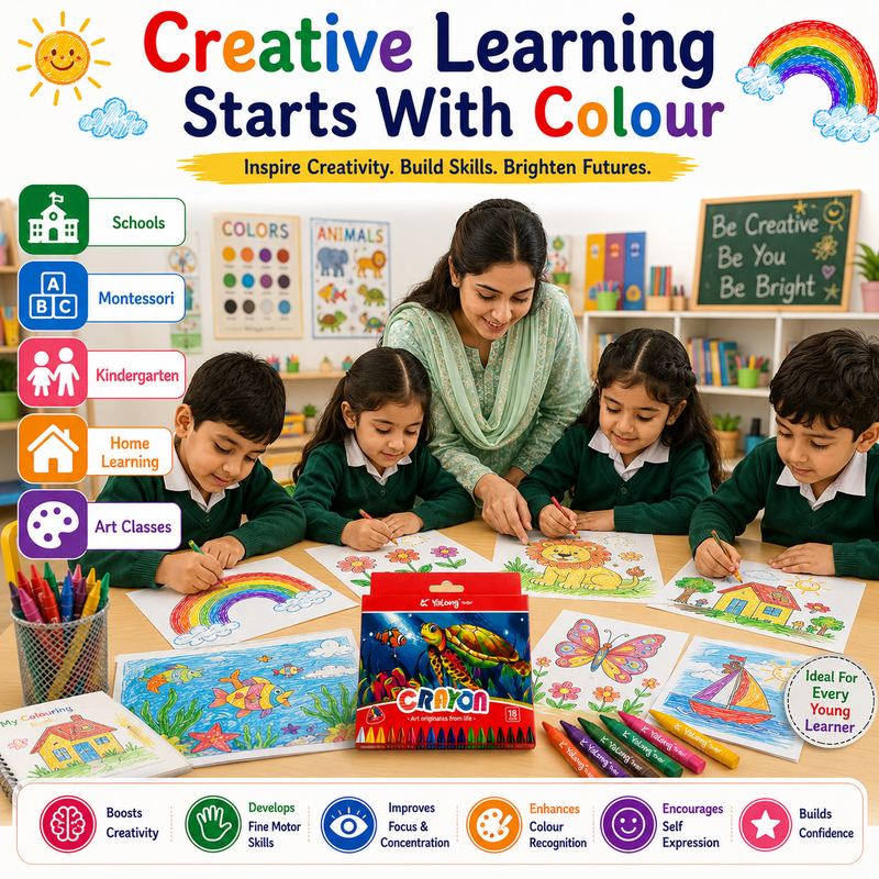 premium 18-Color Hole Crayons – Easy-Hold Coloring Set for Kids, Beginners, Classroom Activities & Creative Art