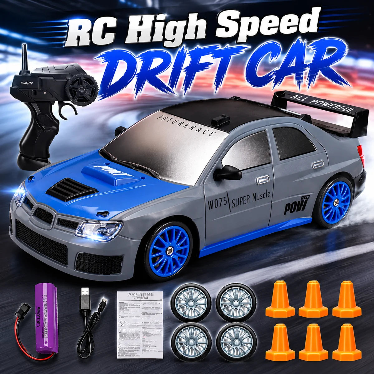 RC Drift Stunt Car for Kids – Fast Remote Control Car with 360° Spins, Drift Trick