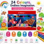 24 Vibrant Hole Crayons for Kids – Smooth Coloring, Easy Grip & Rich Pigments for School and Creative Projects