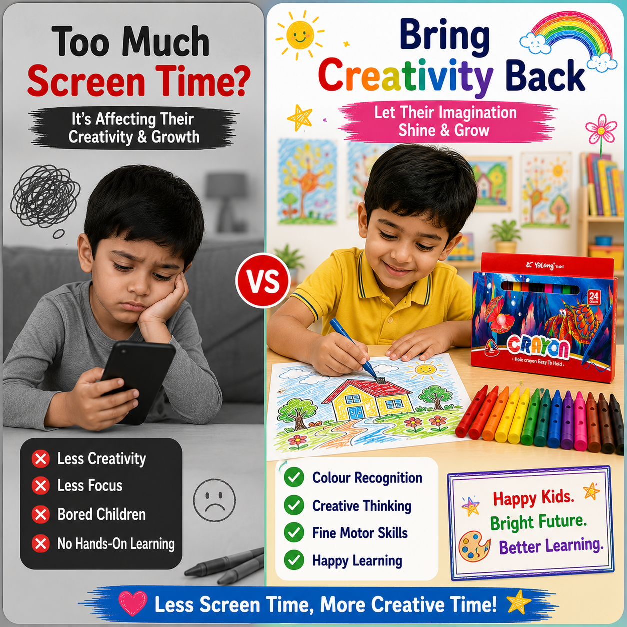 24 Vibrant Hole Crayons for Kids – Smooth Coloring, Easy Grip & Rich Pigments for School and Creative Projects
