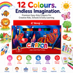 12 Vibrant Hole Crayons for Kids – Smooth Coloring, Easy Grip & Rich Pigments for School and Creative Projects