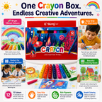 12 Vibrant Hole Crayons for Kids – Smooth Coloring, Easy Grip & Rich Pigments for School and Creative Projects
