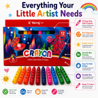 12 Vibrant Hole Crayons for Kids – Smooth Coloring, Easy Grip & Rich Pigments for School and Creative Projects