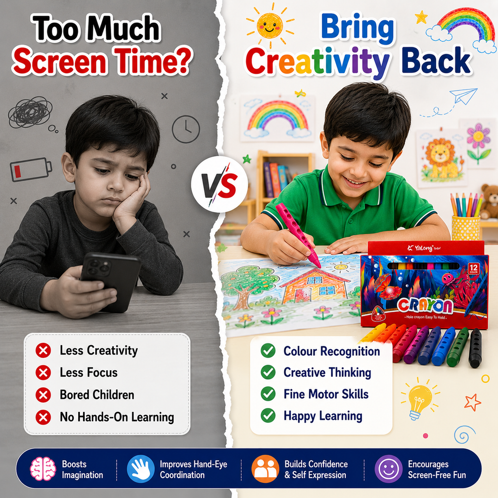 12 Vibrant Hole Crayons for Kids – Smooth Coloring, Easy Grip & Rich Pigments for School and Creative Projects