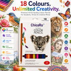 Artist Quality 18-Colour Pencil Set – Smooth, Rich & Easy-to-Sharpen Pencils for Creative Artwork