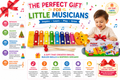 8-Tone Animal Xylophone for Kids – Colorful Musical Instrument Toy with Fun Animal Design, Rainbow Metal Keys & Wooden Mallet