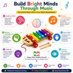 8-Tone Wooden Xylophone for Kids – Colorful Musical Instrument Toy with 8 Metal Keys, Lion Design, Pull-Along Wheels & Wooden Mallets