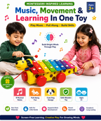 Wooden Hand-Knock Xylophone for Kids – Colorful Animal-Shaped Musical Toy with 8-Key Xylophone & Mallet