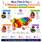 Wooden Hand-Knock Xylophone for Kids – Colorful Animal-Shaped Musical Toy with 8-Key Xylophone & Mallet