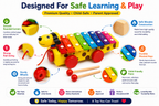Wooden Hand-Knock Xylophone for Kids – Colorful Animal-Shaped Musical Toy with 8-Key Xylophone & Mallet