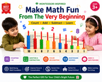 Wooden 1+1 Calculation Shelf Abacus for Kids – Montessori-Inspired Counting & Math Learning Toy with Color Sorting, Addition & Subtraction Activities