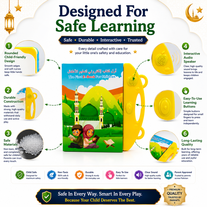 Interactive Islamic Learning Book for Kids 3+ – Educational Arabic & Quran Learning Toy with Touch & Audio Features, Islamic Duas, Namaz