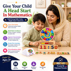 Wooden Educational Learning Clock & Abacus Toy for Kids 3+ – Montessori-Inspired Time Teaching Toy with Number Blocks, Counting Beads & Math Learning Activities for Children