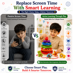 Educational Stacking & Threading Toy for Kids 3+ – Montessori-Inspired Wooden Animal Ring Stacker & Sorting Activity for Fine Motor Skills