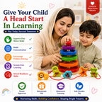 Educational Stacking & Threading Toy for Kids 3+ – Montessori-Inspired Wooden Animal Ring Stacker & Sorting Activity for Fine Motor Skills