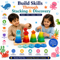 Montessori Wooden Stacking Toy for Kids 3+ – Colorful Shape Sorting & Stacking Learning Game for Toddlers, Educational Wooden Toy for Fine Motor Skills