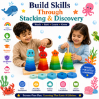 Montessori Wooden Stacking Toy for Kids 3+ – Colorful Shape Sorting & Stacking Learning Game for Toddlers, Educational Wooden Toy for Fine Motor Skills