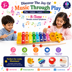 Musical Xylophone Toy for Kids 3+ – 8-Tone Colorful Wooden-Style Piano & Percussion Instrument with Mallets, Fun Music Learning Toy for Toddlers