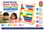 Premium Wooden Abacus for Kids 3+ – Colorful 10-Row Counting & Math Learning Toy with Large Beads – Montessori-Inspired Early Math Educational Toy for Toddlers