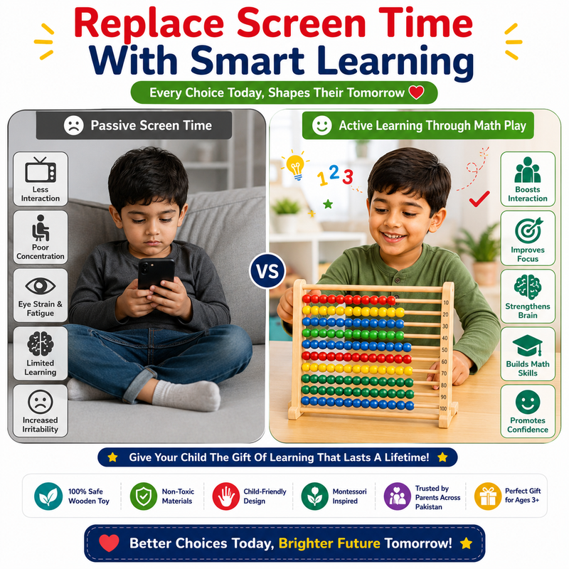 Wooden Abacus for Kids 3+ – 100-Bead Counting & Math Learning Toy with Colorful Sliding Beads – Early Educational Abacus for Number Recognition