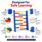Wooden Abacus for Kids 3+ – 100-Bead Counting & Math Learning Toy with Colorful Sliding Beads – Early Educational Abacus for Number Recognition