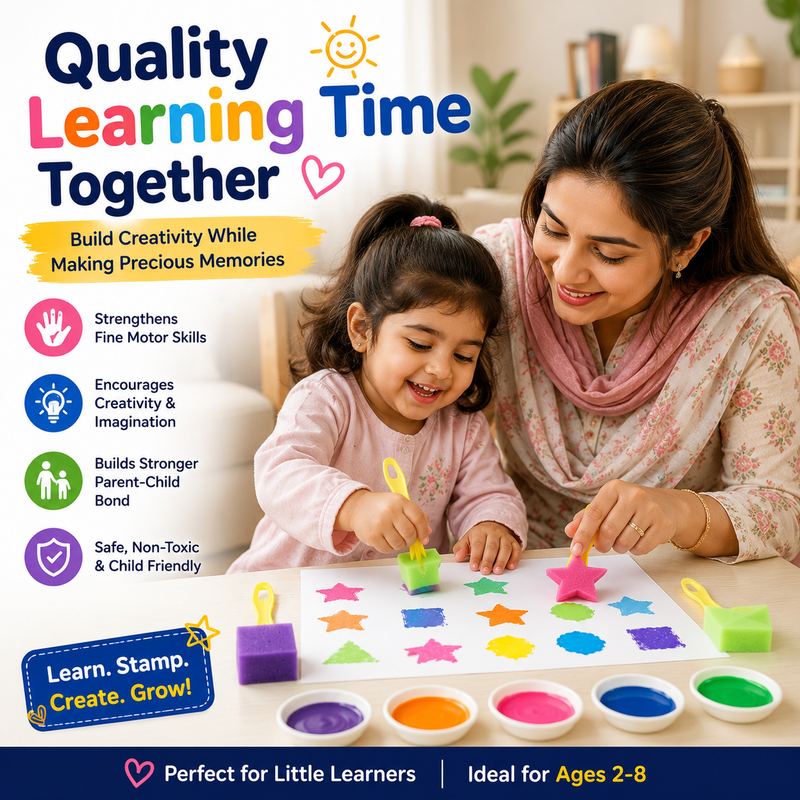Washable Kids Stampers – Foam Shape Painting Set for Drawing, Crafts & Screen-Free Play