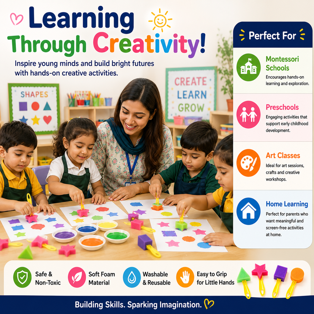 Washable Kids Stampers – Foam Shape Painting Set for Drawing, Crafts & Screen-Free Play