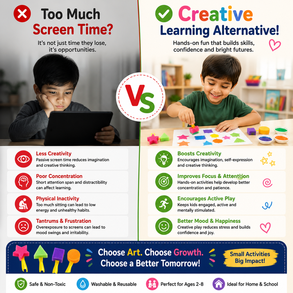 Washable Kids Stampers – Foam Shape Painting Set for Drawing, Crafts & Screen-Free Play
