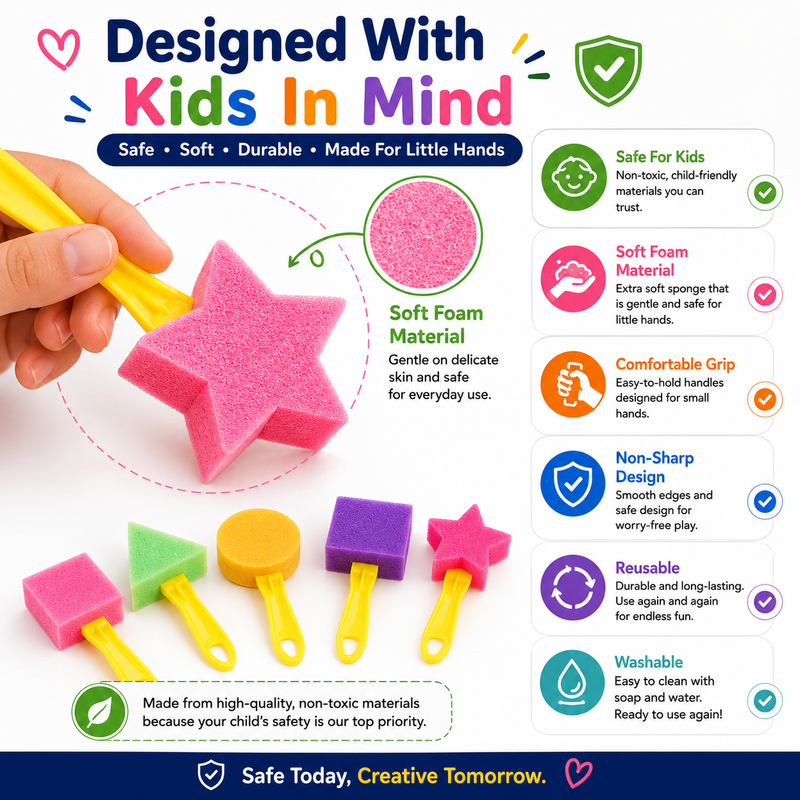 Washable Kids Stampers – Foam Shape Painting Set for Drawing, Crafts & Screen-Free Play