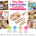 Natural Wooden Clips for DIY Crafts – Mini Clothespins for Photo Displays, Gift Wrapping & Scrapbooking