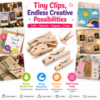 Natural Wooden Clips for DIY Crafts – Mini Clothespins for Photo Displays, Gift Wrapping & Scrapbooking
