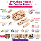 Natural Wooden Clips for DIY Crafts – Mini Clothespins for Photo Displays, Gift Wrapping & Scrapbooking