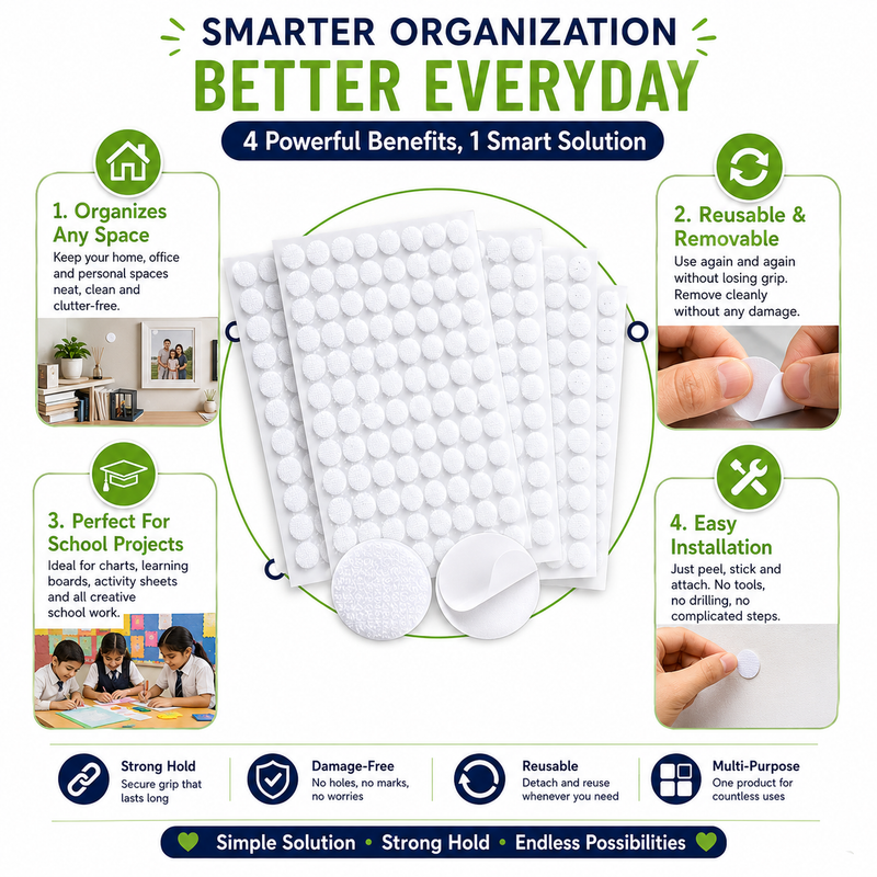 Double-Sided Adhesive Dots – Reusable Sticky Pads for Home Organization, Displays, Crafts & Decorations