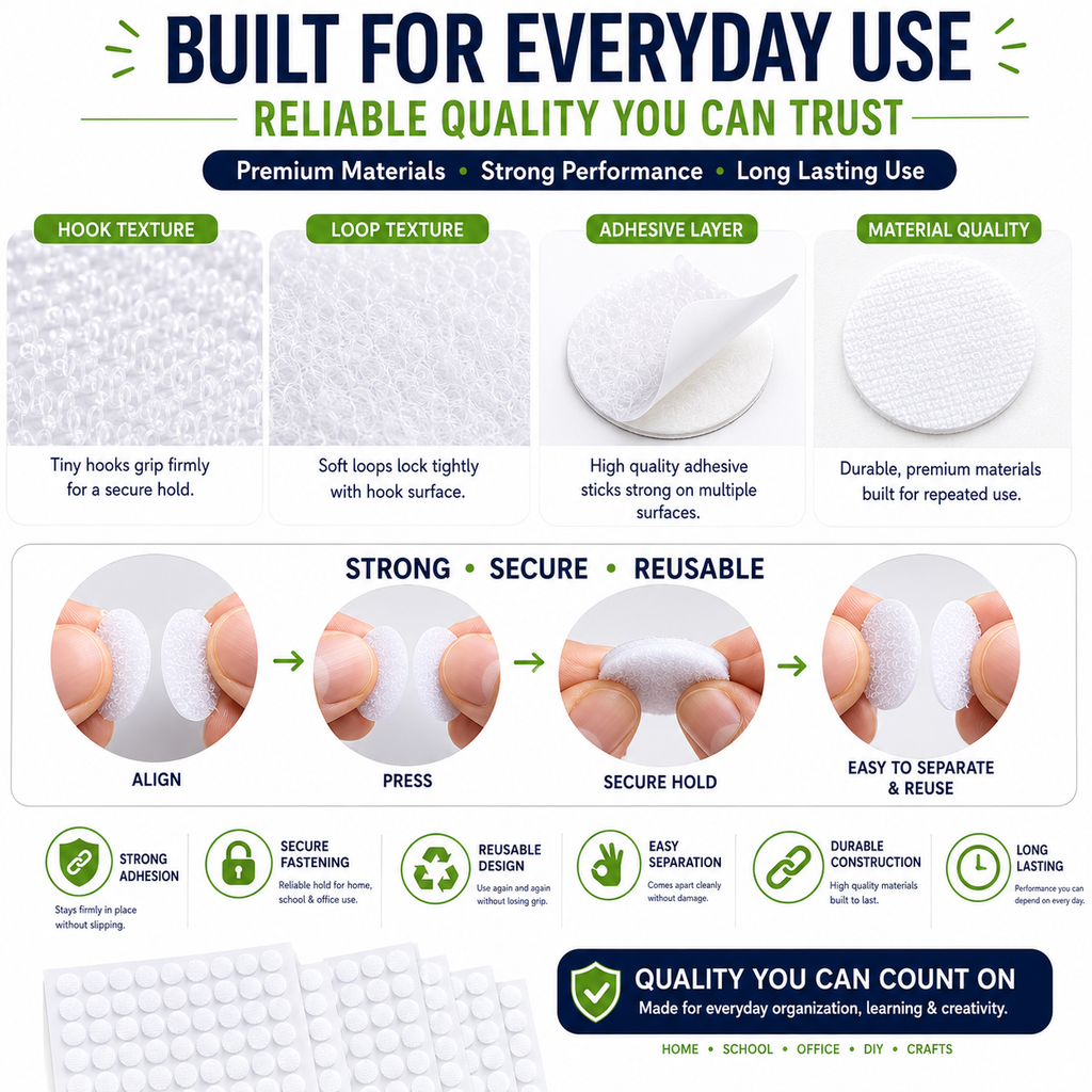 Double-Sided Adhesive Dots – Reusable Sticky Pads for Home Organization, Displays, Crafts & Decorations