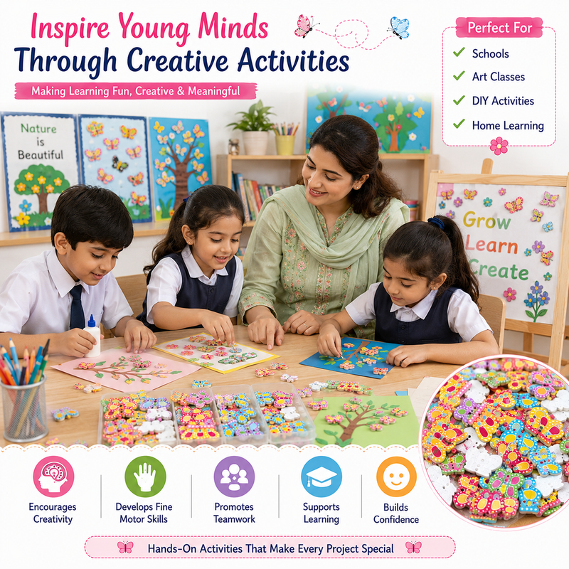 Wooden Butterfly Craft Embellishments – Colorful DIY Buttons for Scrapbooking, Jewelry, Gift Wrapping & School Projects