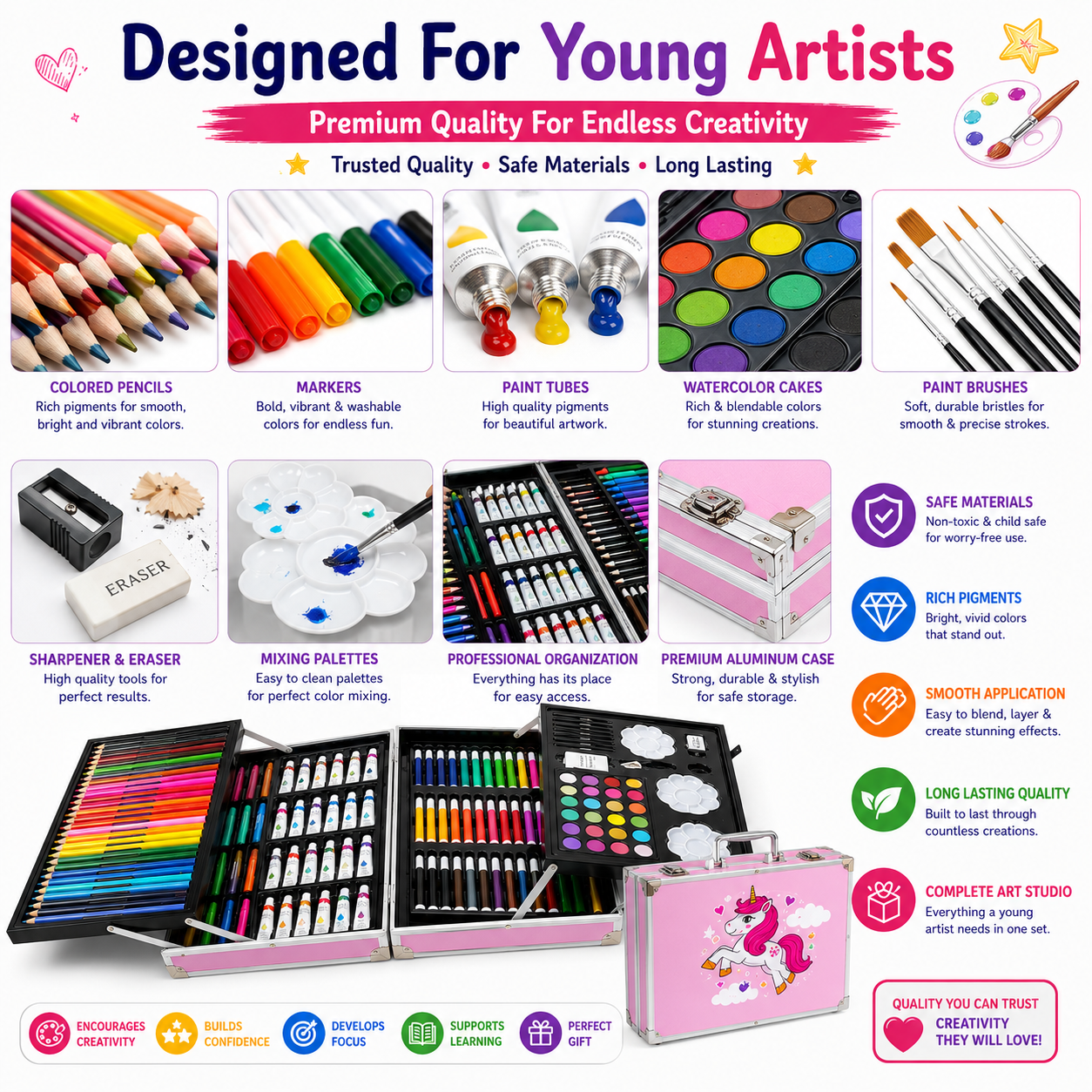 UNICORN COMPLETE   ALL-IN-ONE ART KIT 145 PCS