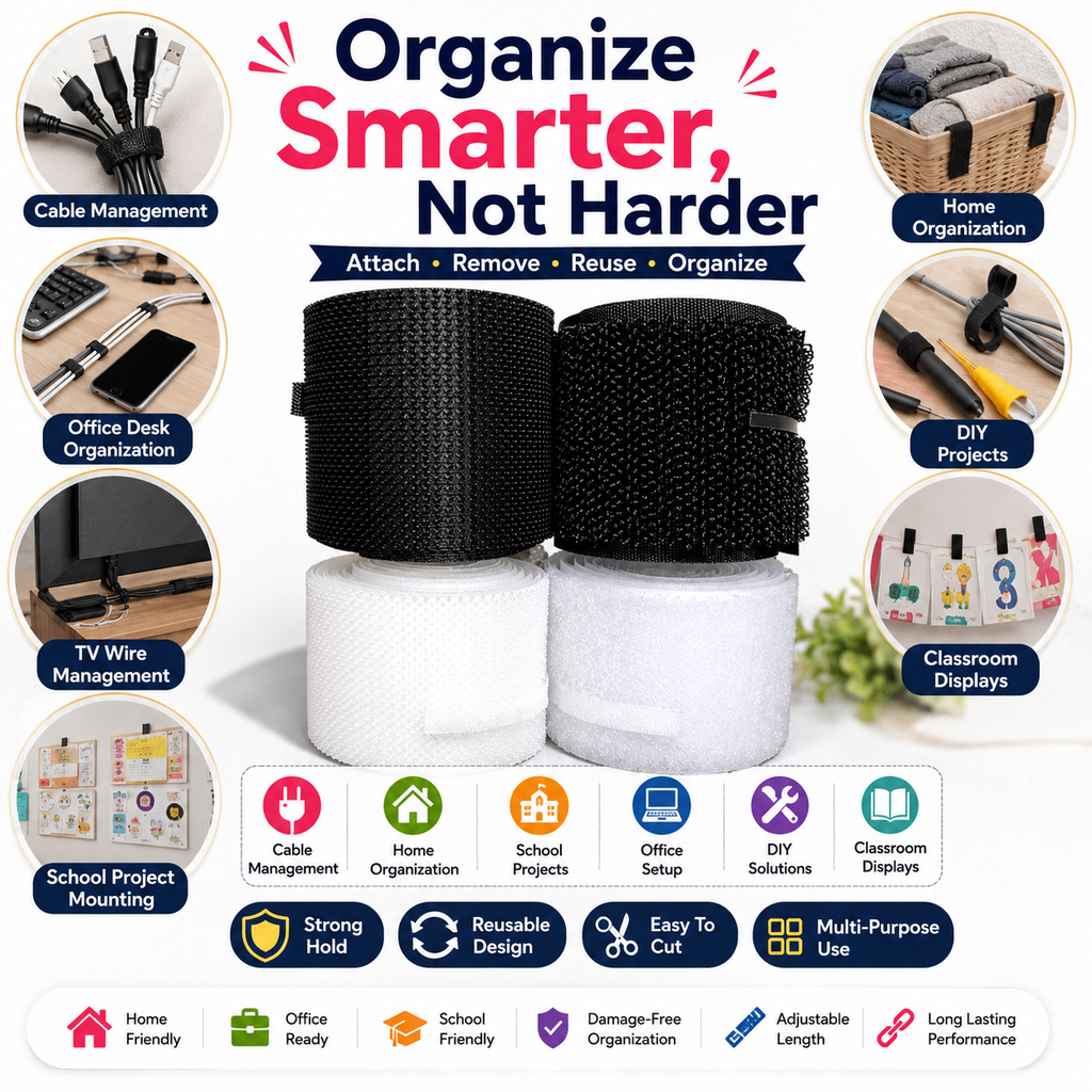 Wire organizer tape Fastening tape roll Self-gripping cable wrap