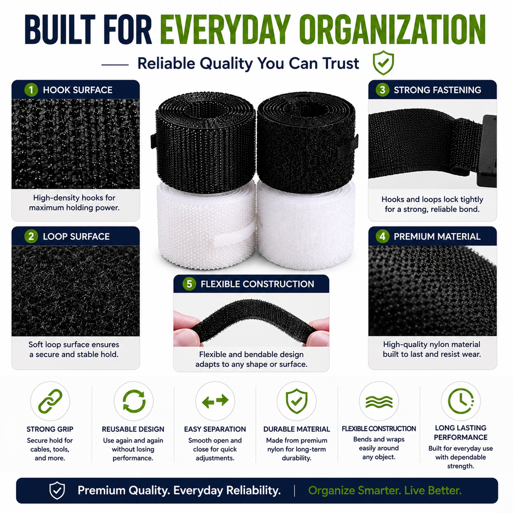 Wire organizer tape Fastening tape roll Self-gripping cable wrap