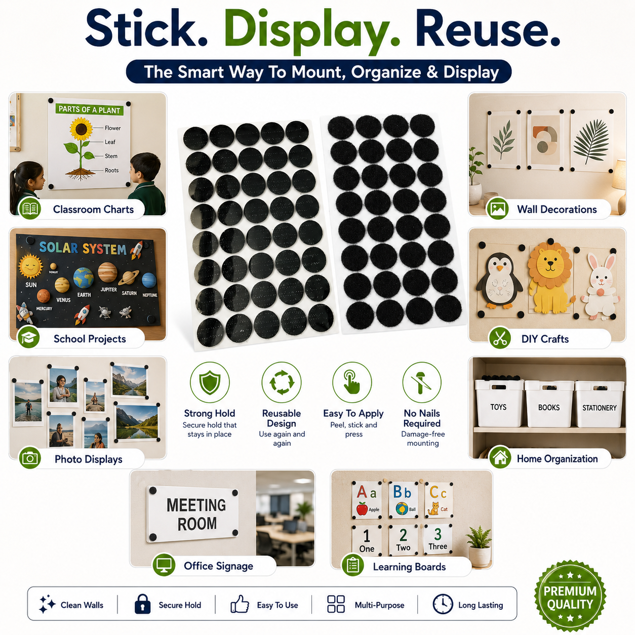 Velcro dots Hook and loop  Adhesive wall mounting  Self-adhesive