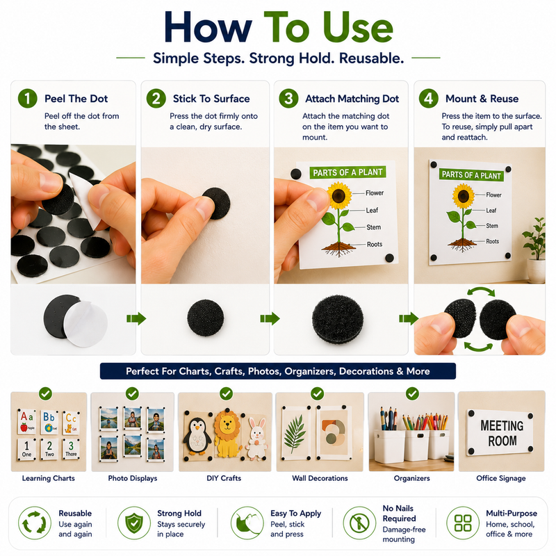 Velcro dots Hook and loop  Adhesive wall mounting  Self-adhesive