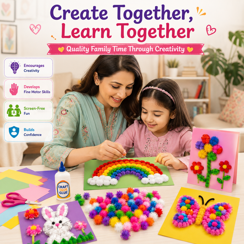 Creative Pom Poms for Kids – Colorful Craft Balls for School Projects, Decorations & Handmade Art