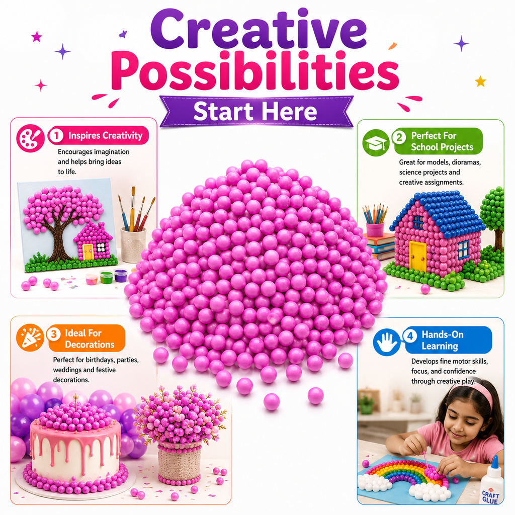 DIY Pink Beads – Creative Craft Decorations for School Projects, Gift Boxes, Home Decor & Handmade Art