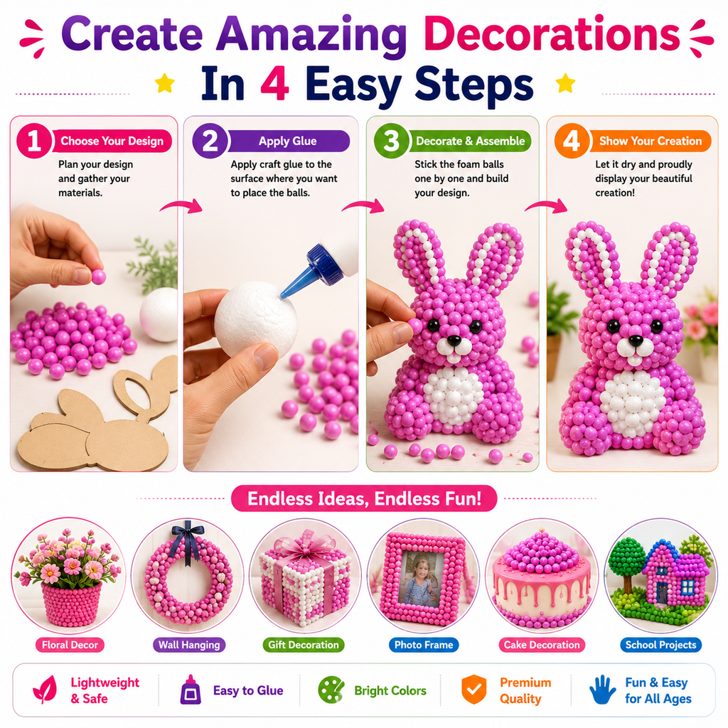 DIY Pink Beads – Creative Craft Decorations for School Projects, Gift Boxes, Home Decor & Handmade Art