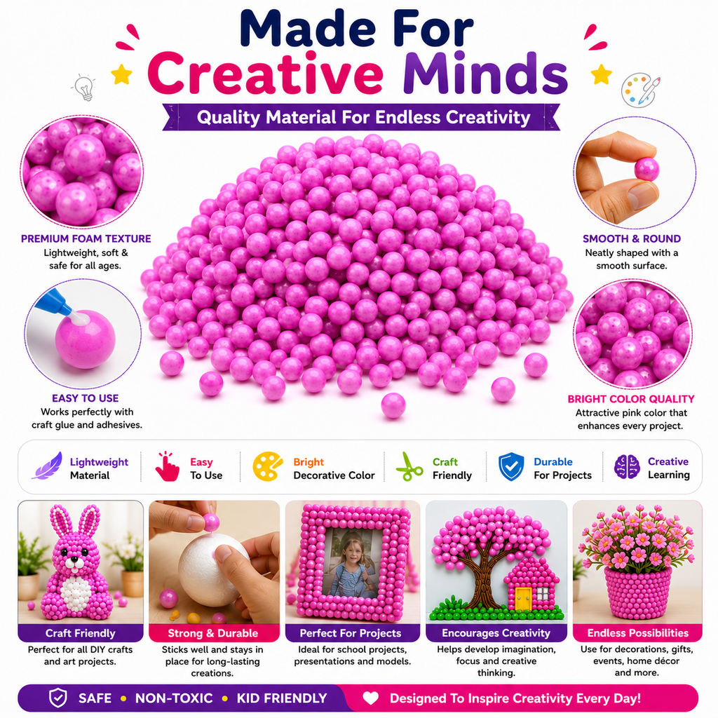 DIY Pink Beads – Creative Craft Decorations for School Projects, Gift Boxes, Home Decor & Handmade Art