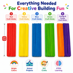 Multicolor Wooden Craft Sticks – DIY Popsicle Sticks for Kids Crafts, School Projects & Handmade Decorations